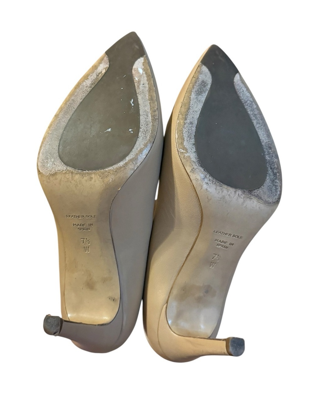 Inez Alta Pointed Toe Stiletto Pump Nude Cream Leather Size 7.5 Handmade Spain - Picture 4 of 5